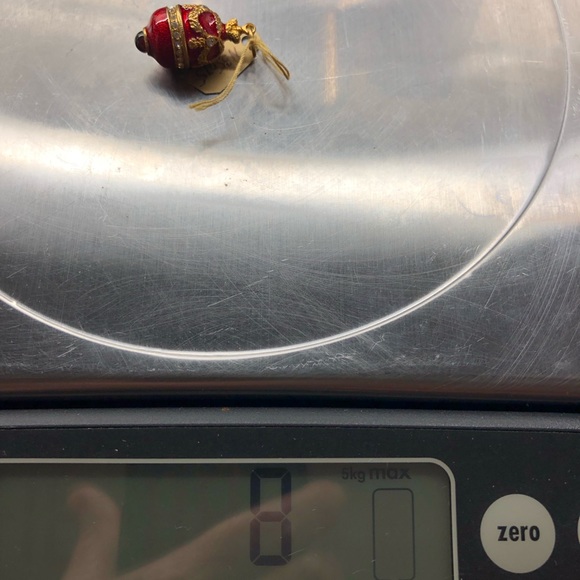 Faberge Silver 925 egg. In Ruby Red Enamel with clear rhinestones and amber 1 to - Picture 4 of 4